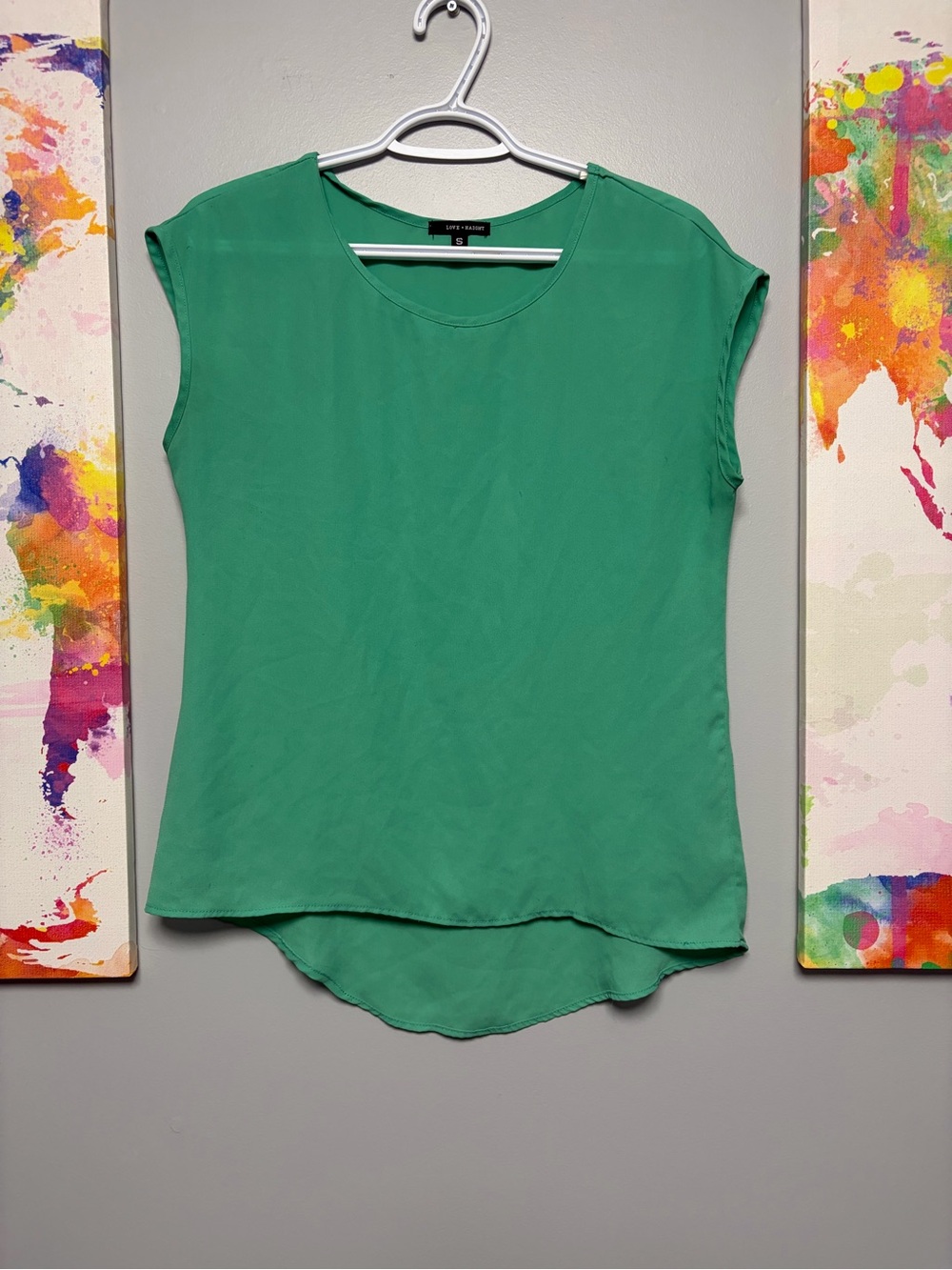 Mint Green Sleeveless Blouse with Scoop Neck